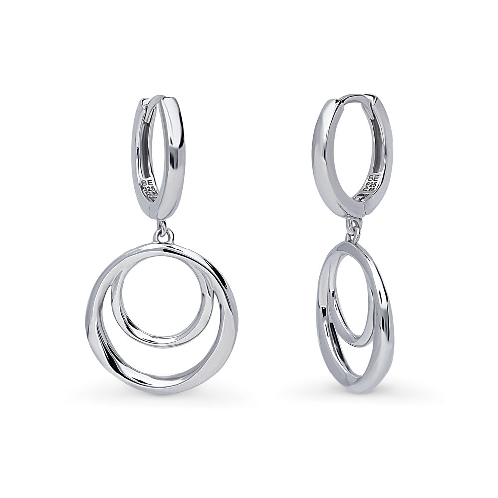Open Circle Dangle Earrings in Sterling Silver