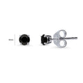 Front view of Solitaire Black CZ Stud Earrings in Sterling Silver, 4mm