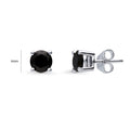 Front view of Solitaire Black CZ Stud Earrings in Sterling Silver, 6mm