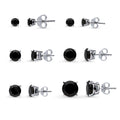 Solitaire Black CZ Stud Earrings in Sterling Silver