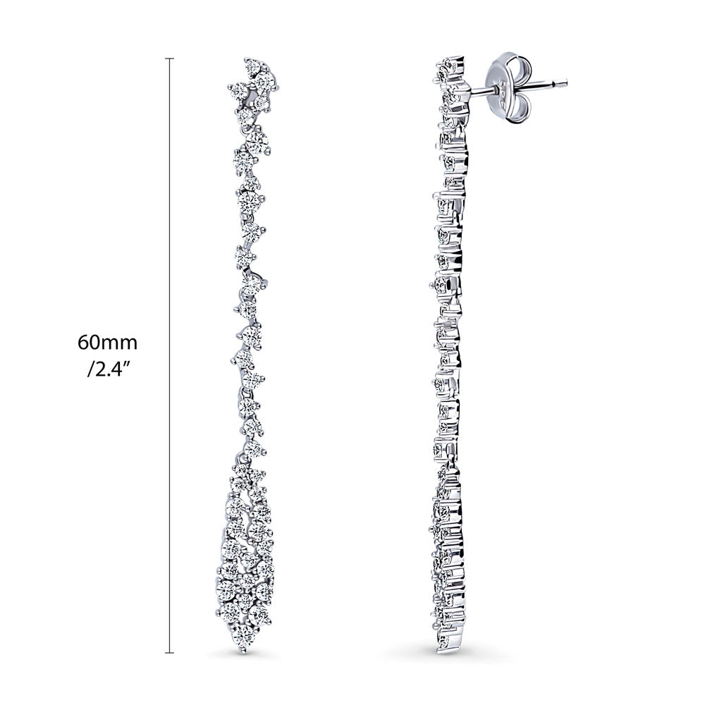 Cluster Teardrop CZ Dangle Earrings in Sterling Silver