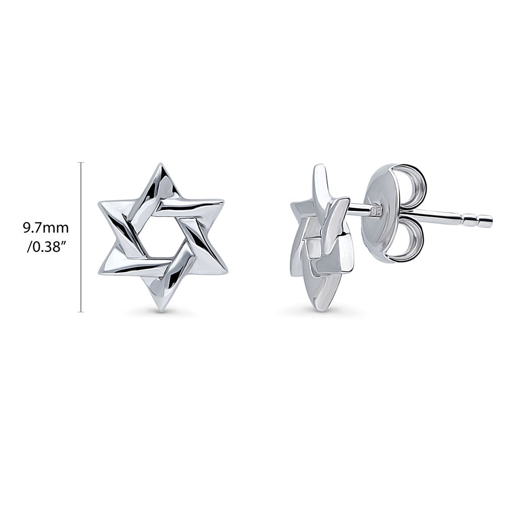 Front view of Star of David Necklace and Earrings in Sterling Silver, 8 of 14