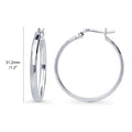 Front view of Medium Hoop Earrings in Sterling Silver 1.2 inch