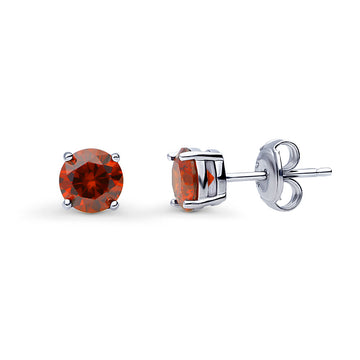 Solitaire Round CZ Stud Earrings in Sterling Silver 1.6ct