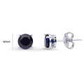 Front view of Solitaire CZ Stud Earrings in Sterling Silver 1.6ct, Sapphire Color