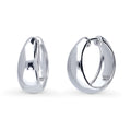 Dome Hoop Earrings in Sterling Silver, 2 Pairs, Rhodium Plated