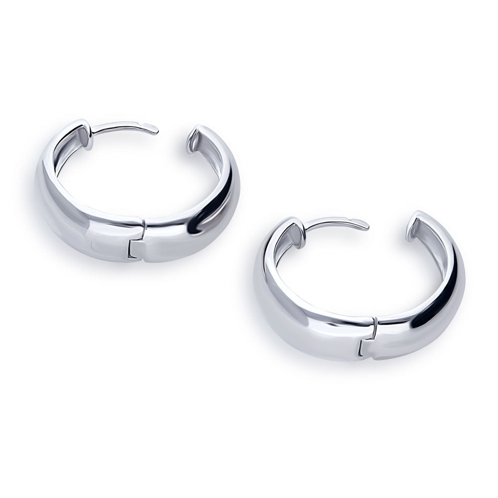 Dome Hoop Earrings in Sterling Silver, 2 Pairs