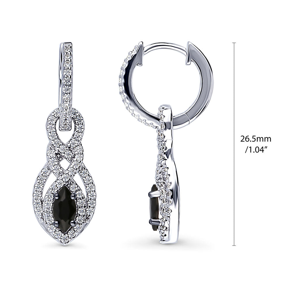 Black and White Woven CZ Necklace and Earrings Set in Sterling Silver