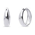 Dome Hoop Earrings in Sterling Silver, 2 Pairs, Rhodium Plated