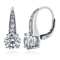 CZ Leverback Earrings in Sterling Silver, Rhodium Plated