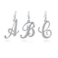 Initial Letter Fish Hook Earrings in Silver-Tone