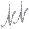 Initial Letter Fish Hook Earrings in Silver-Tone, N