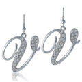 Initial Letter Fish Hook Earrings in Silver-Tone, V