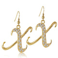 Initial Letter Fish Hook Earrings in Gold-Tone, X