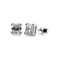 Solitaire Asscher CZ Stud Earrings in Sterling Silver, 5mm