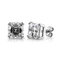 Solitaire Asscher CZ Stud Earrings in Sterling Silver, 9mm