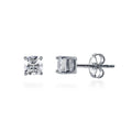 Solitaire Cushion CZ Stud Earrings in Sterling Silver, 4mm