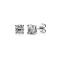 Solitaire Cushion CZ Stud Earrings in Sterling Silver, 5mm