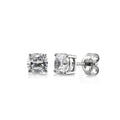 Solitaire Cushion CZ Stud Earrings in Sterling Silver, 6mm