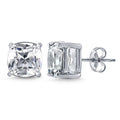 Solitaire Cushion CZ Stud Earrings in Sterling Silver, 8mm