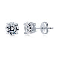 Solitaire CZ Stud Earrings in Sterling Silver, 7mm