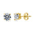 Solitaire Round CZ Stud Earrings in Gold Flashed Sterling Silver
