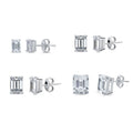 Solitaire Emerald Cut CZ Stud Earrings in Sterling Silver