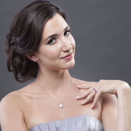 Fleur De Lis CZ Necklace and Earrings in Sterling Silver