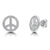 Peace Sign CZ Stud Earrings in Sterling Silver