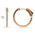 Angle view of CZ Medium Inside-Out Hoop Earrings in Sterling Silver 0.75 inch, Rose Gold Flashed