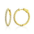 CZ Medium Inside-Out Hoop Earrings in Sterling Silver 1 inch, Yellow Gold Flashed