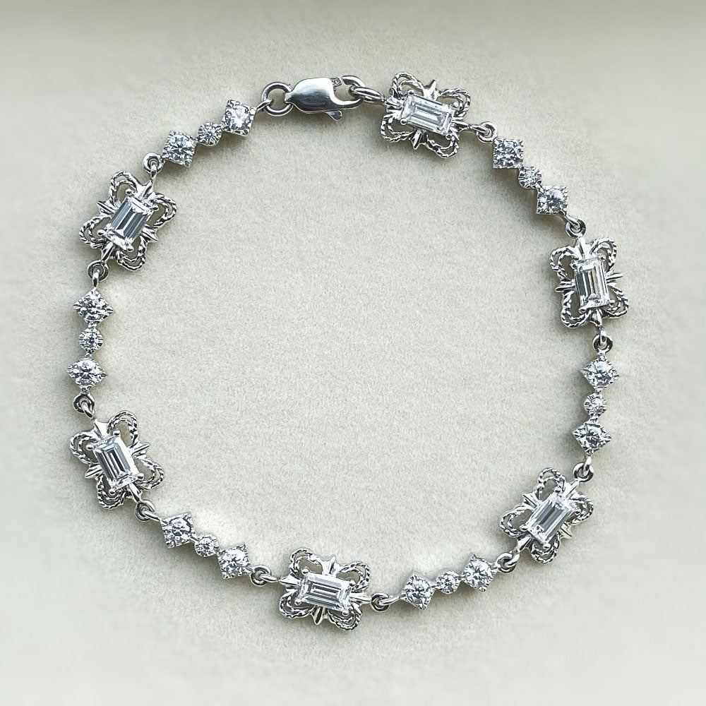 Art Deco CZ Chain Bracelet in Sterling Silver