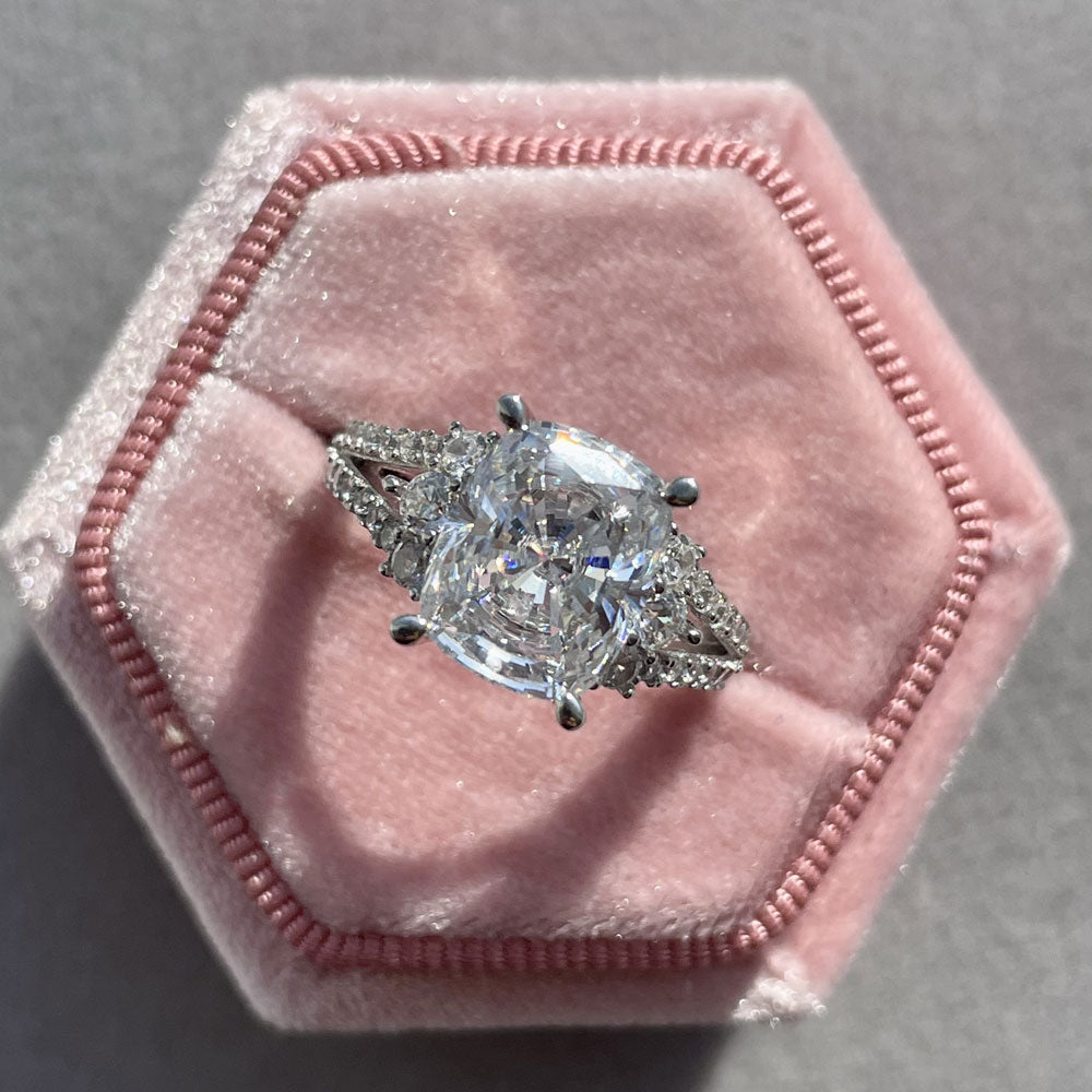 Image Contain: Solitaire with Side Stones Split Shank Ring