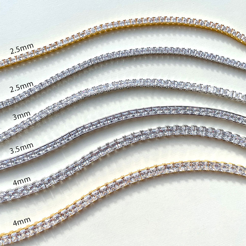 Flatlay view of Princess CZ Tennis Bracelet in Gold Flashed Sterling Silver, 6 of 6