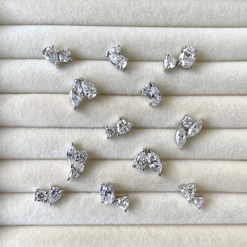 Image Contain: 2-Stone Stud Earrings, 3-Stone Stud Earrings