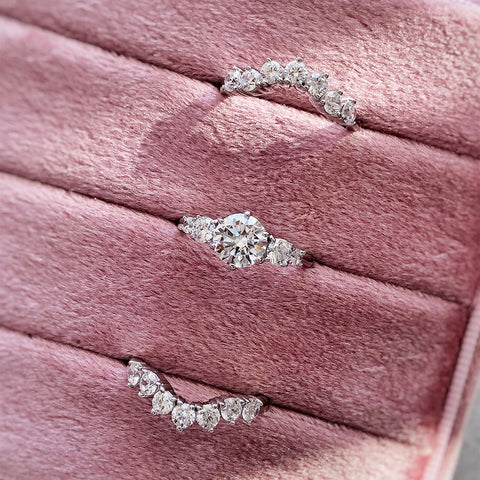 Image Contain: 5-Stone Ring, Curved Half Eternity Ring