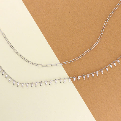 Image Contain: Paperclip Chain Necklace, Station Necklace