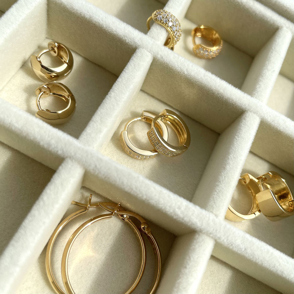 Image Contain: Dome Hoop Earrings, Dome Huggie Earrings, Huggie Earrings, Milgrain Huggie Earrings