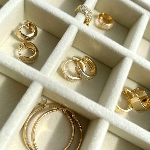 Image Contain: Dome Hoop Earrings, Dome Huggie Earrings, Huggie Earrings, Milgrain Huggie Earrings