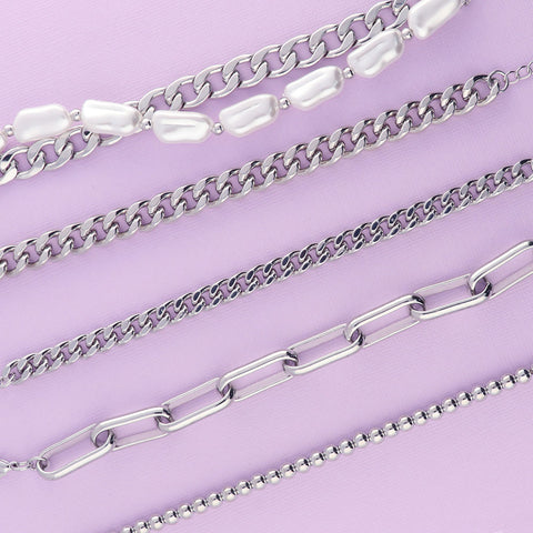 Image Contain: Bead Bracelet, Chain Bracelet, Paperclip Link Bracelet