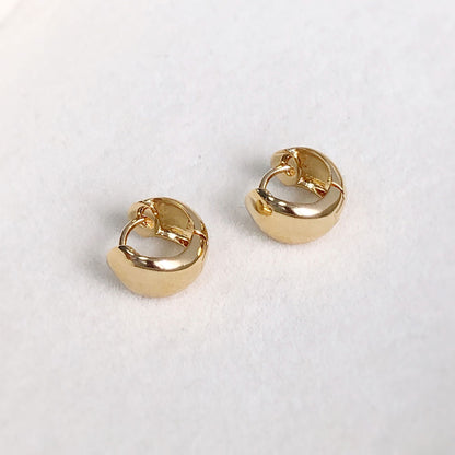 Dome Huggie Earrings in Gold Flashed Sterling Silver, 2 Pairs