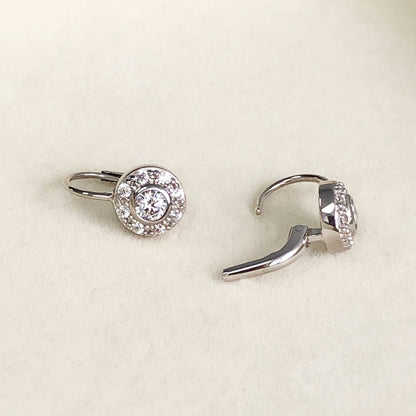 Halo CZ Earrings in Gold Flashed Sterling Silver, 2 Pairs