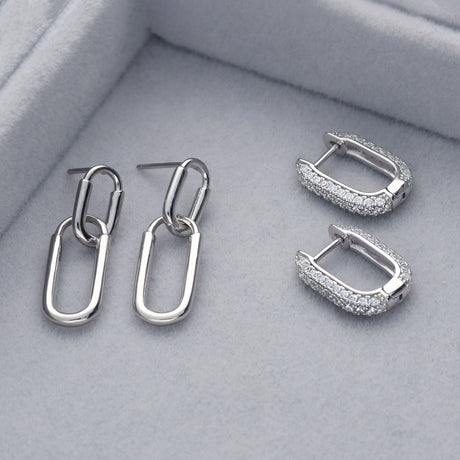 Image Contain: Paperclip Dangle Earrings, Rectangle Hoop Earrings