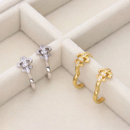 Fleur De Lis CZ Necklace and Earrings in Sterling Silver
