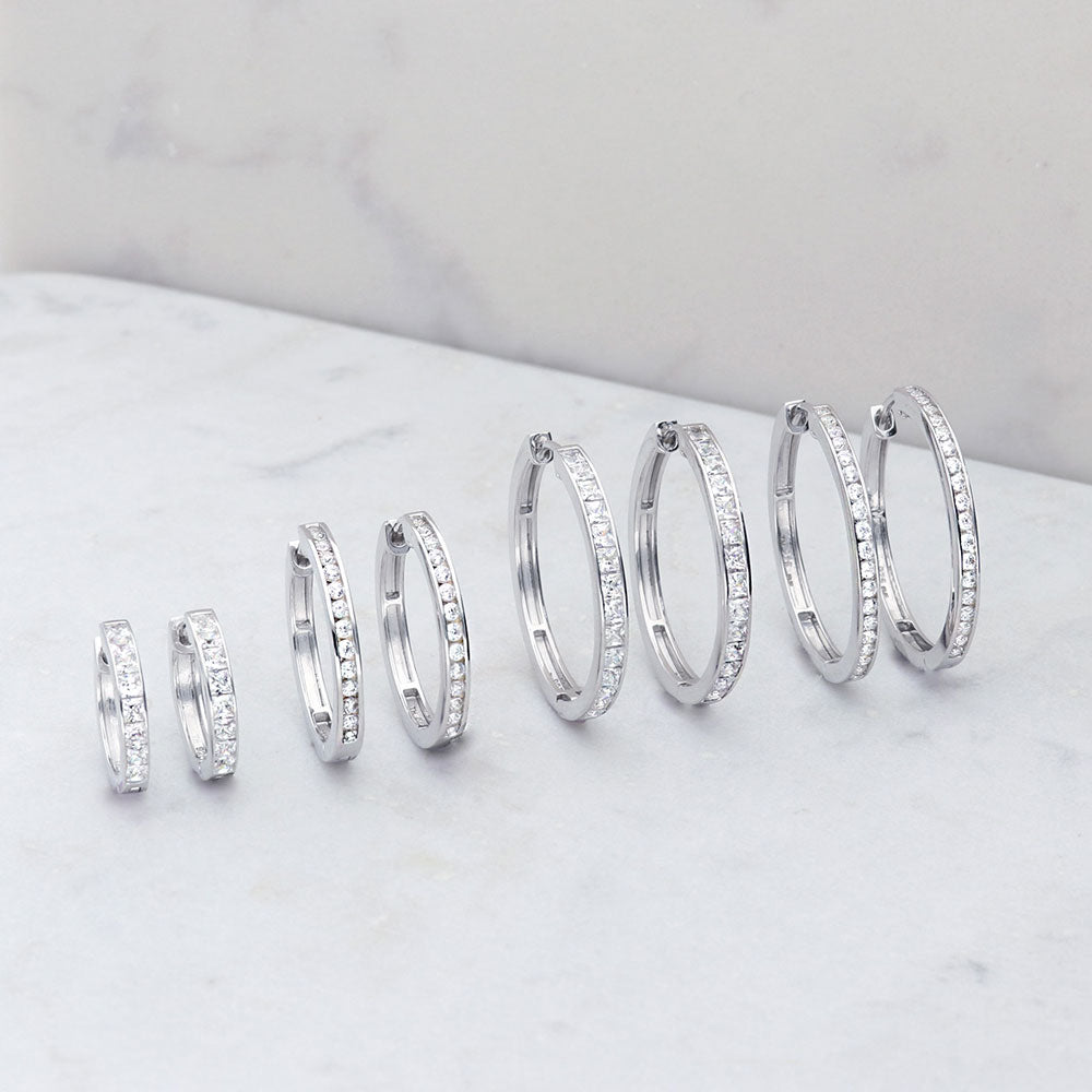 Image Contain: Bar Hoop Earrings, Bar Huggie Earrings