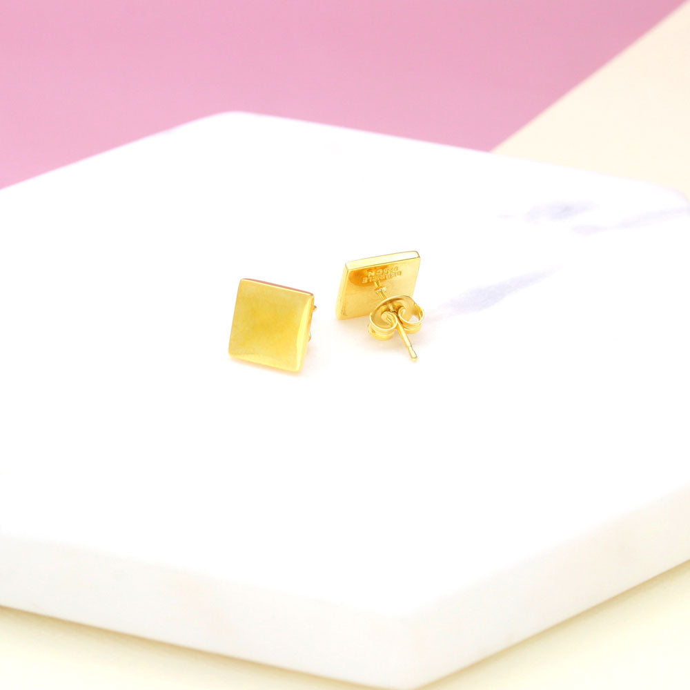 Square Stud Earrings in Sterling Silver, 2 Pairs