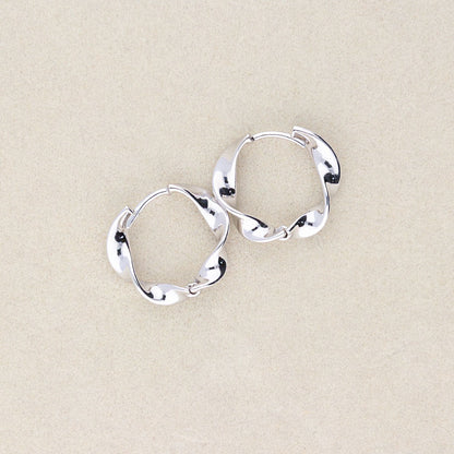 Woven Small Hoop Earrings in Sterling Silver 0.6"