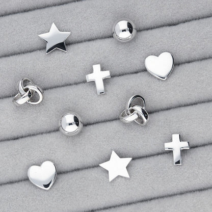 Cross Square Stud Earrings in Sterling Silver, 2 Pairs