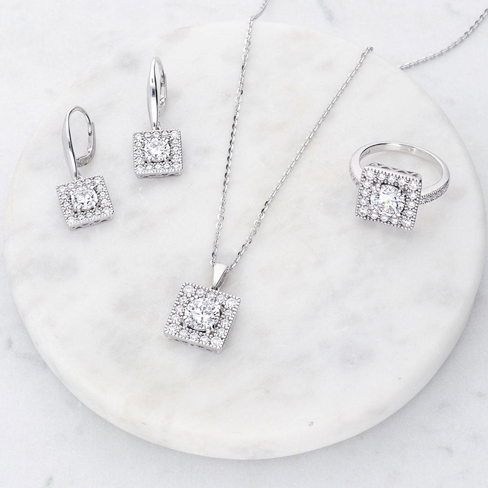 Flatlay view of Halo CZ Ring in Sterling Silver, 14 of 14