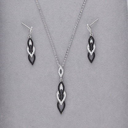 Black and White CZ Earrings in Sterling Silver